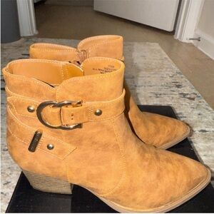 G by Guess Camel Ankle Boots with Buckle